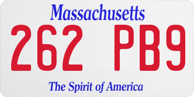 MA license plate 262PB9