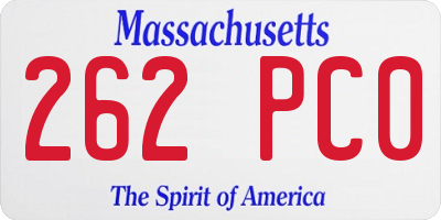 MA license plate 262PC0
