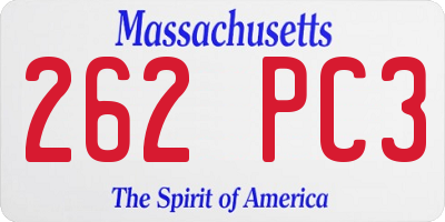 MA license plate 262PC3