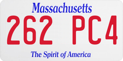 MA license plate 262PC4