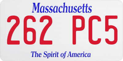 MA license plate 262PC5