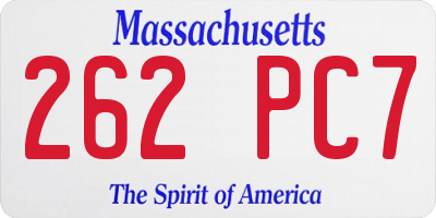 MA license plate 262PC7