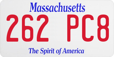 MA license plate 262PC8