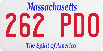 MA license plate 262PD0