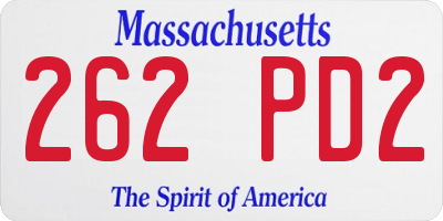 MA license plate 262PD2