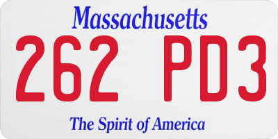MA license plate 262PD3