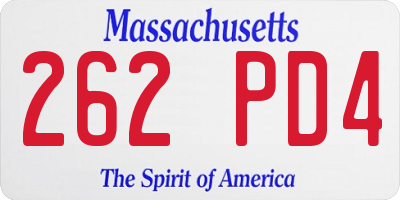 MA license plate 262PD4