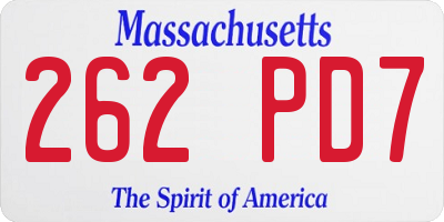 MA license plate 262PD7