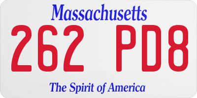 MA license plate 262PD8