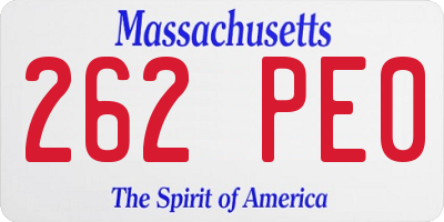 MA license plate 262PE0