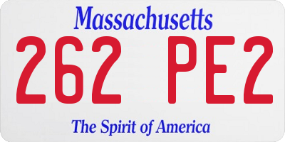 MA license plate 262PE2