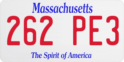 MA license plate 262PE3
