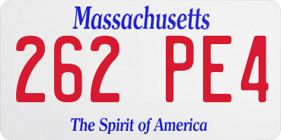 MA license plate 262PE4
