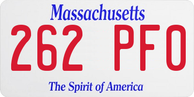 MA license plate 262PF0
