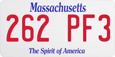 MA license plate 262PF3