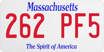 MA license plate 262PF5