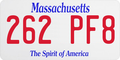 MA license plate 262PF8