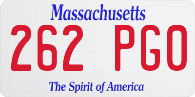 MA license plate 262PG0
