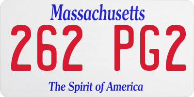 MA license plate 262PG2