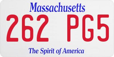 MA license plate 262PG5