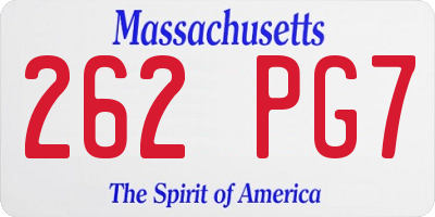 MA license plate 262PG7