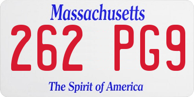 MA license plate 262PG9