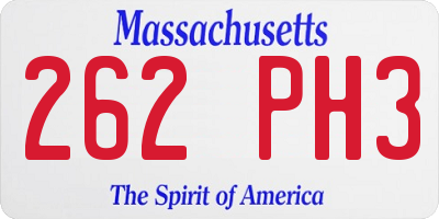 MA license plate 262PH3