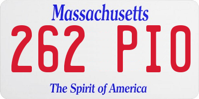 MA license plate 262PI0