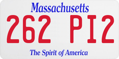 MA license plate 262PI2