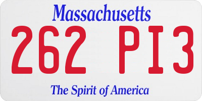 MA license plate 262PI3