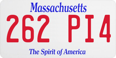 MA license plate 262PI4