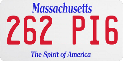MA license plate 262PI6