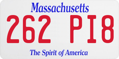 MA license plate 262PI8
