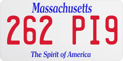 MA license plate 262PI9