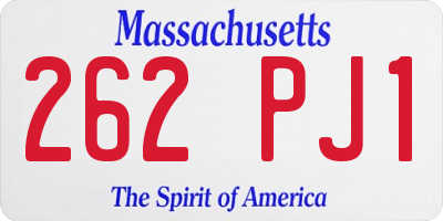 MA license plate 262PJ1