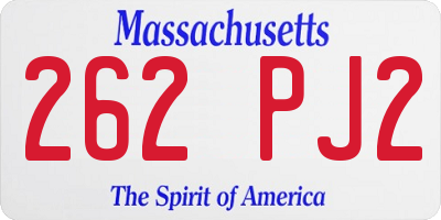 MA license plate 262PJ2