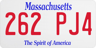 MA license plate 262PJ4