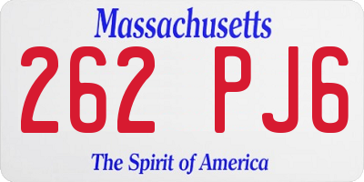 MA license plate 262PJ6