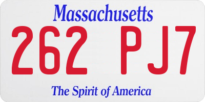 MA license plate 262PJ7