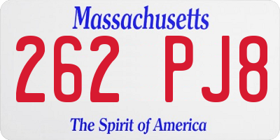 MA license plate 262PJ8