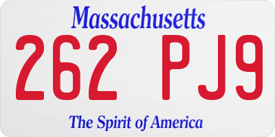 MA license plate 262PJ9