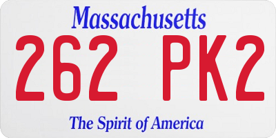 MA license plate 262PK2