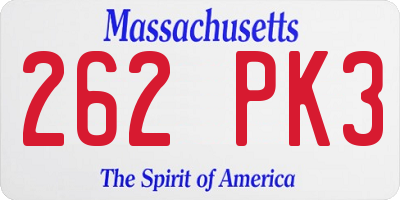 MA license plate 262PK3
