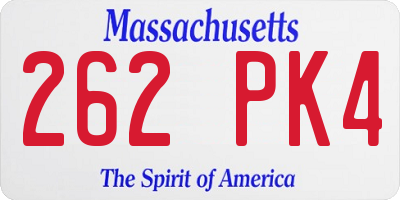 MA license plate 262PK4