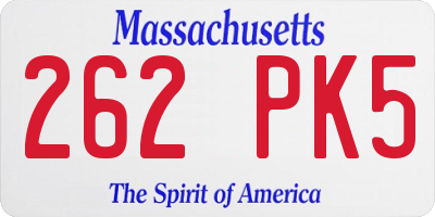 MA license plate 262PK5