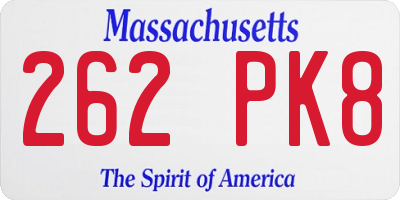 MA license plate 262PK8