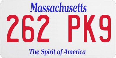 MA license plate 262PK9