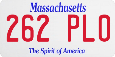 MA license plate 262PL0