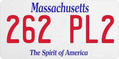 MA license plate 262PL2