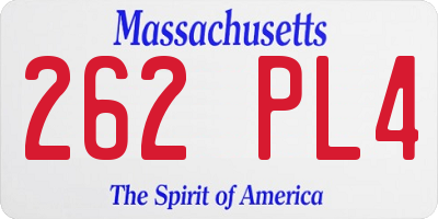 MA license plate 262PL4